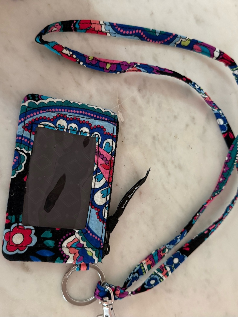 Vera Bradley Zip ID Wallet Lanyard Wristlet Haymarket Paisley Floral NWOT